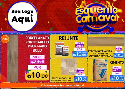 Modelo de Encarte para Encarte A4 Horizontal com o tema Esquenta de Carnaval para Pisos e revestimentos