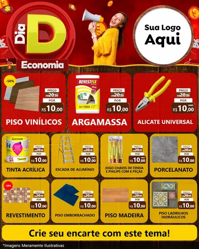 Modelo de Rede Social para Feed Instagram com o tema Dia D Economia para Material para Construção