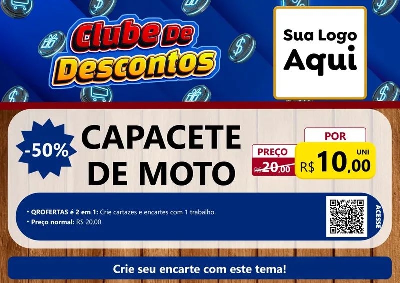 Modelo de Cartaz para Cartaz A4 Horizontal com o tema Clube de Descontos para Moto peças