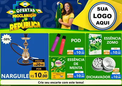 Modelo de Encarte para Encarte A4 Horizontal com o tema Ofertas Proclamação da República para Tabacaria