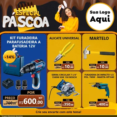 Modelo de Rede Social para Feed Facebook com o tema Especial Páscoa para Maquinas e Ferramentas