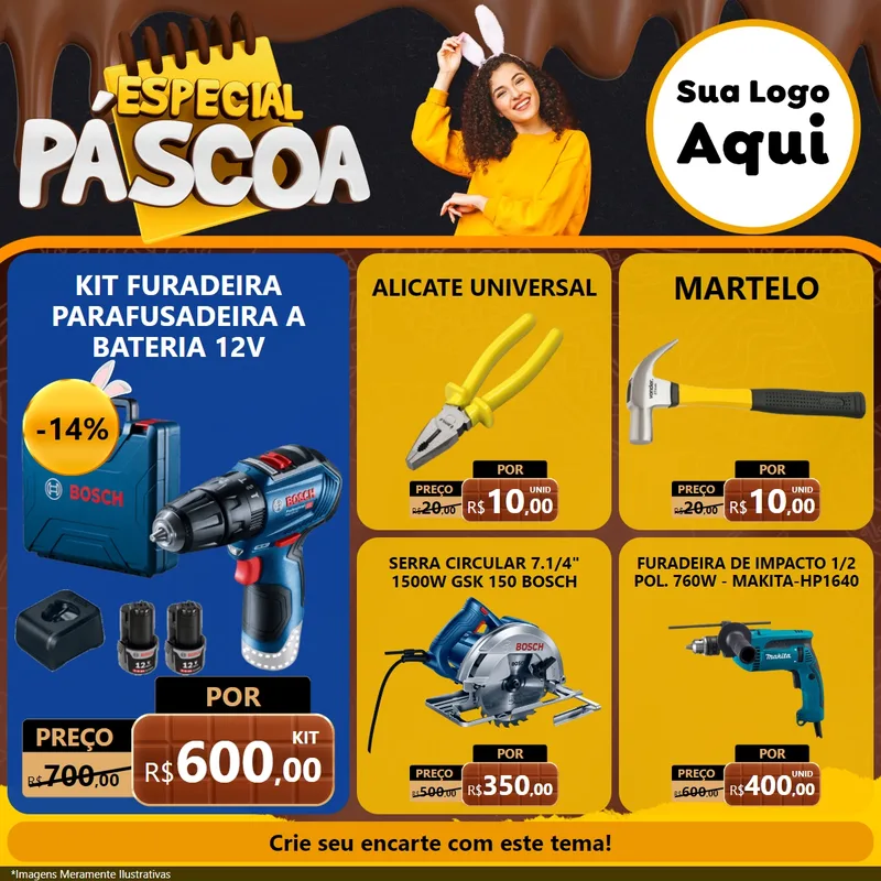 Modelo de Rede Social para Feed Facebook com o tema Especial Páscoa para Maquinas e Ferramentas