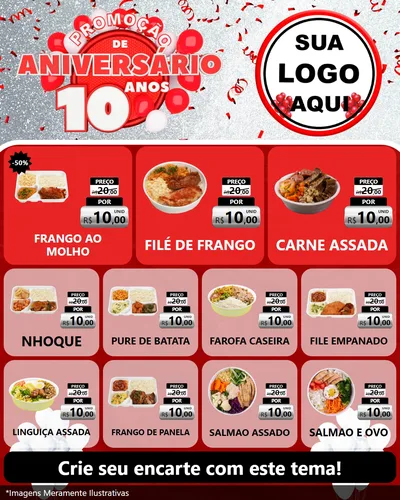 Modelo de Rede Social para Feed Instagram com o tema Promoção de Aniversário - 10 Anos para Restaurante