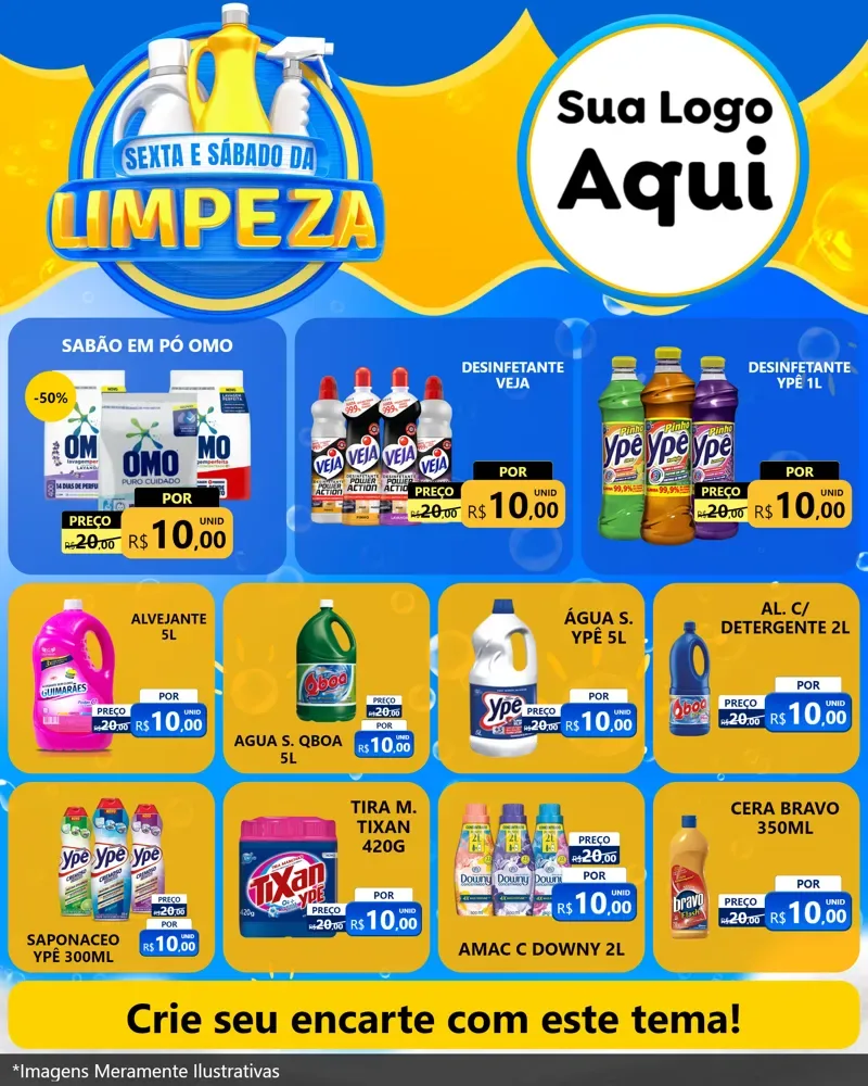 Modelo de Rede Social para Feed Instagram com o tema Sexta e Sábado da Limpeza para Produtos de Limpeza