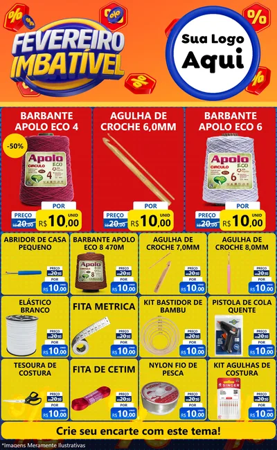 Modelo de Encarte para Encarte Grande com o tema Fevereiro Imbatível para Armarinho e Aviamentos