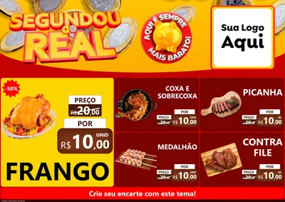 Modelo de Encarte para Encarte A4 Horizontal com o tema Segundou do Real para Assados