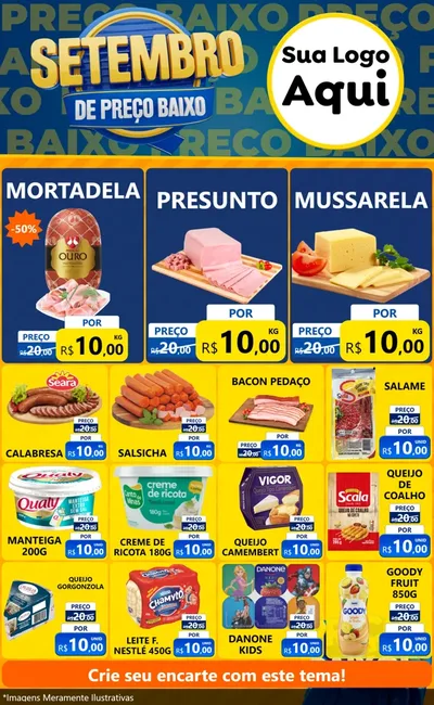 Modelo de Encarte para Encarte Grande com o tema Setembro De Preço Baixo para Frios e Laticínios
