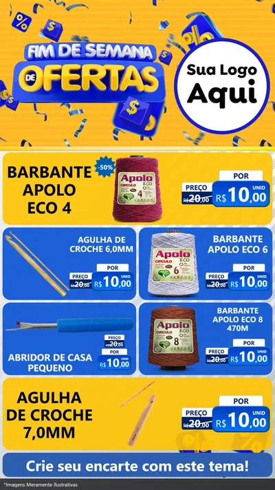 Modelo de TV para TV Vertical com o tema Fim de Semana de Ofertas para Armarinho e Aviamentos