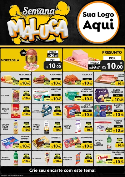 Modelo de Encarte para Encarte A4 Vertical com o tema Semana Maluca para Frios e Laticínios