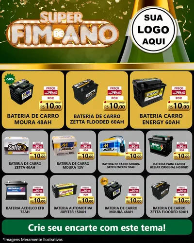 Modelo de Rede Social para Feed Instagram com o tema Super Fim de Ano para Baterias Elétricas