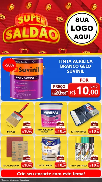 Modelo de Rede Social para Stories com o tema Super Saldão para Tintas e Ferramentas