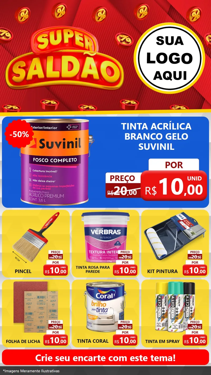 Modelo de Rede Social para Stories com o tema Super Saldão para Tintas e Ferramentas