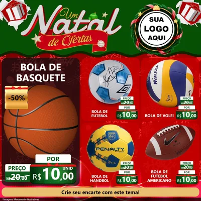 Modelo de Rede Social para Feed Facebook com o tema Um Natal de Ofertas para Artigos Esportivos