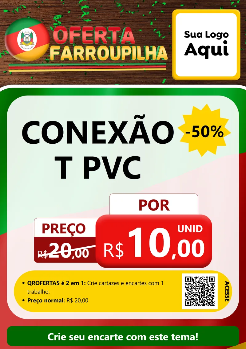 Modelo de Cartaz para Cartaz A4 Vertical com o tema Oferta Farroupilha para Tubos e conexões