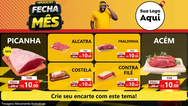Modelo de TV para TV Horizontal com o tema Operação Fecha Mês para Açougue
