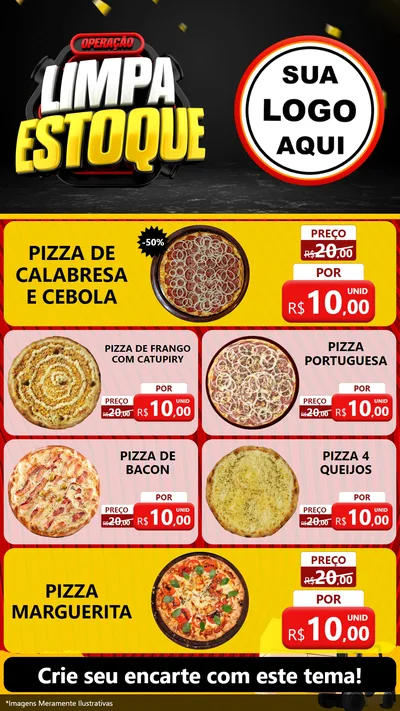 Modelo de TV para TV Vertical com o tema Operação Limpa Estoque para Pizzaria