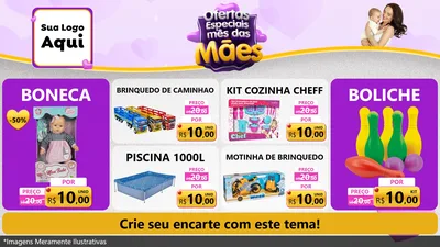 Modelo de TV para TV Horizontal com o tema Ofertas Especiais - Mês das Mães para Brinquedos