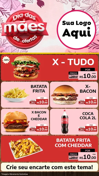 Modelo de TV para TV Vertical com o tema Dia Das Mães De Ofertas para Hamburgueria