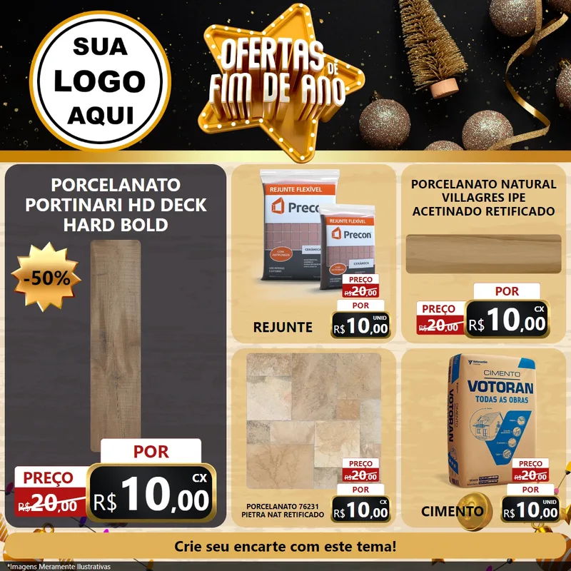 Modelo de Rede Social para Feed Facebook com o tema Ofertas de Fim de Ano para Pisos e revestimentos