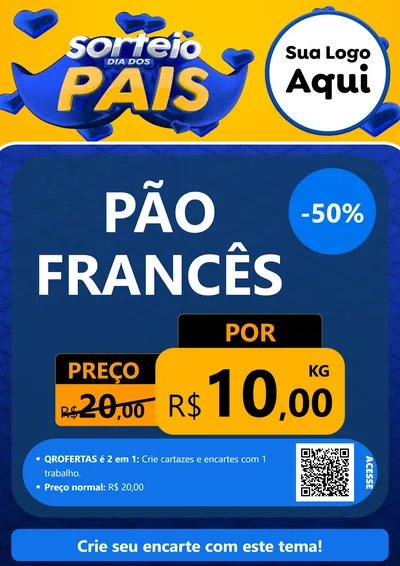 Modelo de Cartaz para Cartaz A4 Vertical com o tema Sorteio Dia dos Pais para Padaria