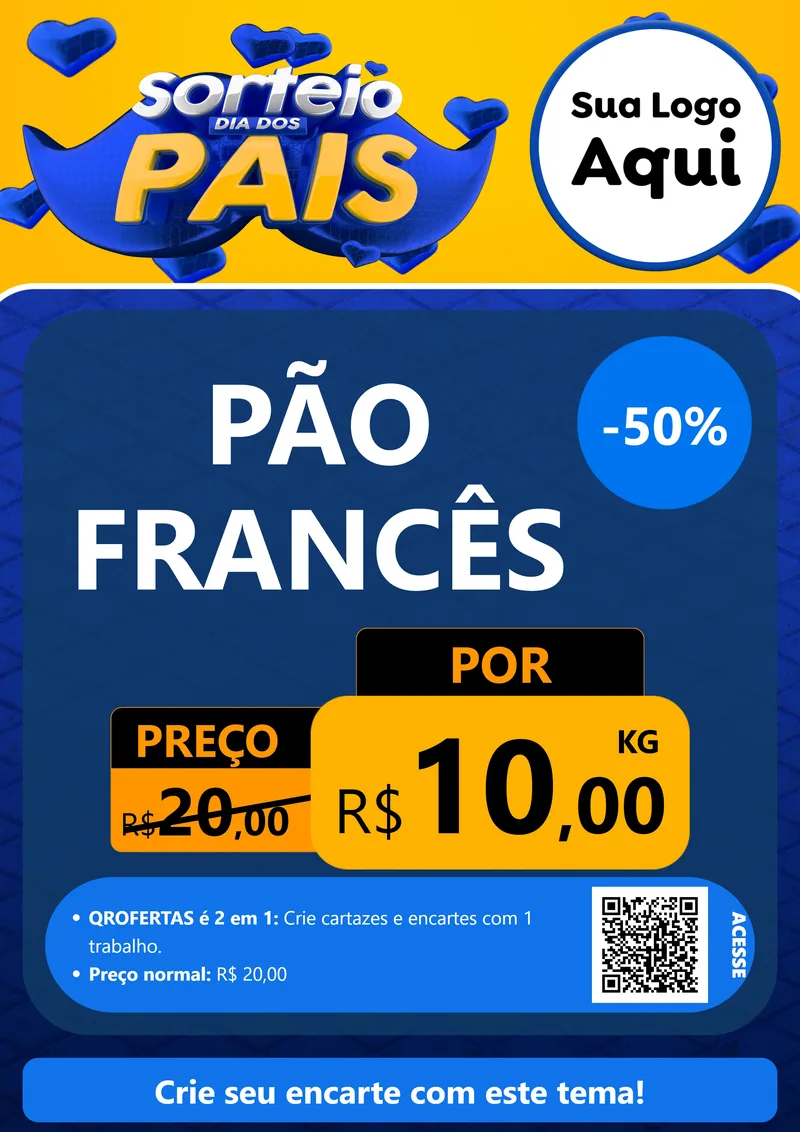 Modelo de Cartaz para Cartaz A4 Vertical com o tema Sorteio Dia dos Pais para Padaria