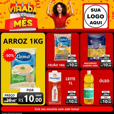 Modelo de Rede Social para Feed Facebook com o tema Virada de Mês para Supermercado