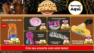 Modelo de TV para TV Horizontal com o tema Oferta da Virada para Pet Shop