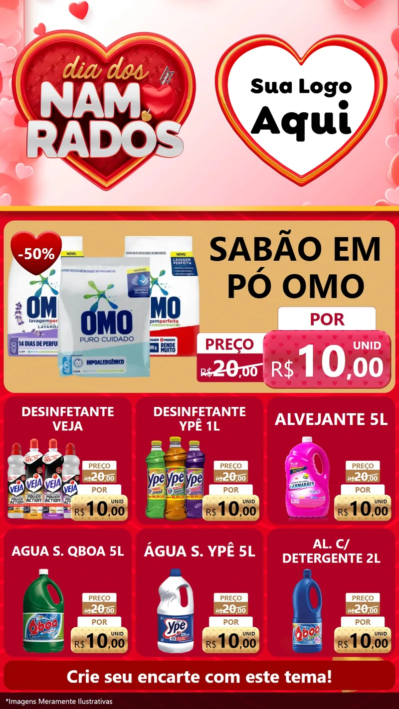 Modelo de Rede Social para Stories com o tema Dia dos Namorados para Produtos de Limpeza