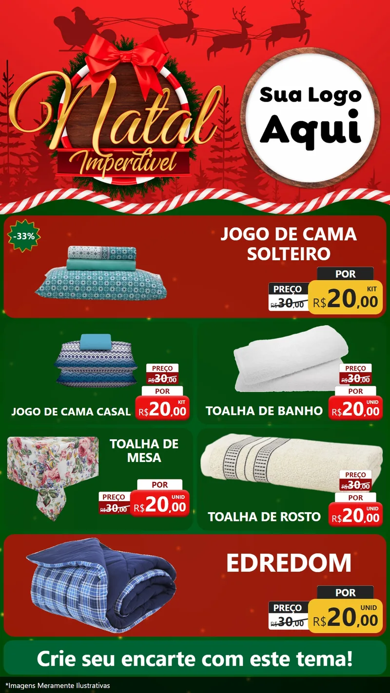 Modelo de TV para TV Vertical com o tema Natal Imperdível para Cama, Mesa e Banho