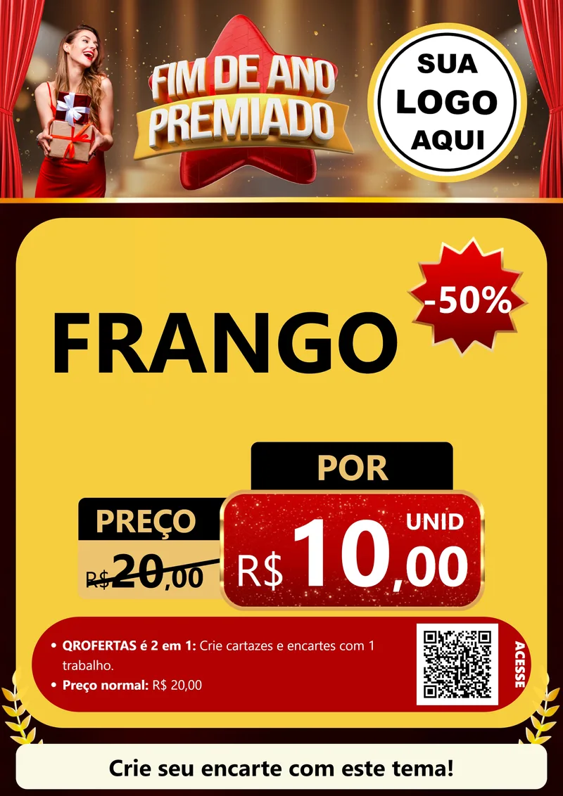 Modelo de Cartaz para Cartaz A4 Vertical com o tema Fim de Ano Premiado para Assados