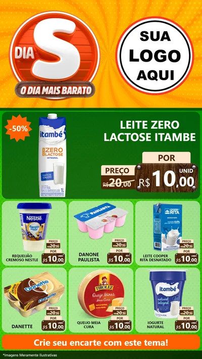 Modelo de Rede Social para Stories com o tema Dia S - O Dia Mais Barato para Frios e Laticínios