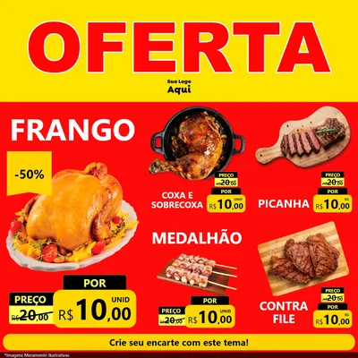 Modelo de Rede Social para Feed Facebook com o tema OFERTA - Vermelho Cartaz para Assados