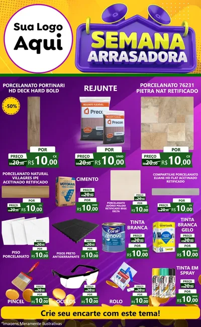 Modelo de Encarte para Encarte Grande com o tema Semana Arrasadora para Pisos e revestimentos