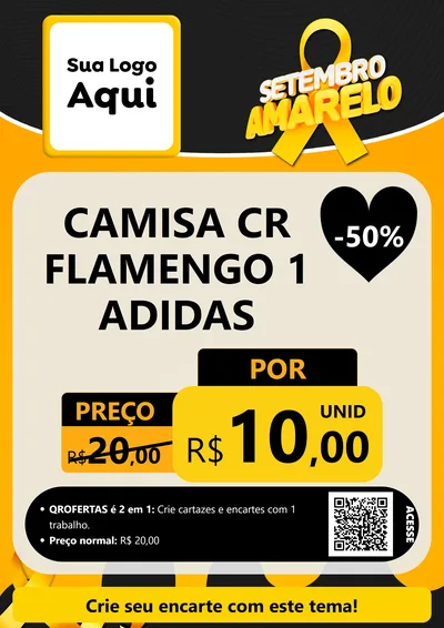 Modelo de Cartaz para Cartaz A4 Vertical com o tema Setembro Amarelo para Roupas e acessórios