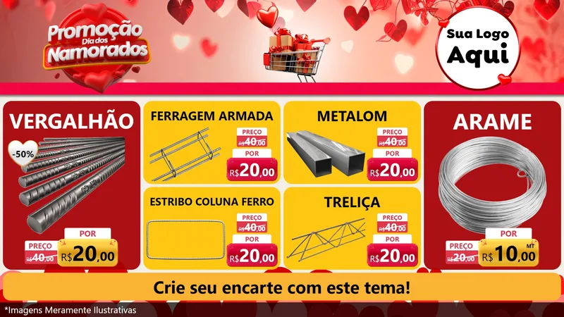 Modelo de TV para TV Horizontal com o tema Promoção Dia dos Namorados para Ferragens