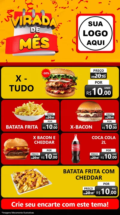 Modelo de TV para TV Vertical com o tema Virada de Mês para Hamburgueria