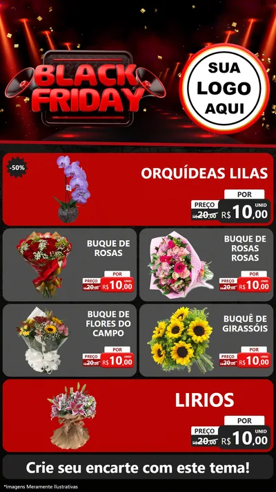 Modelo de TV para TV Vertical com o tema Black Friday para Floricultura e jardim