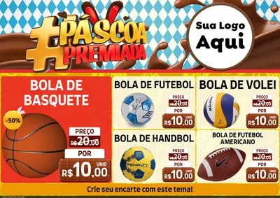 Modelo de Encarte para Encarte A4 Horizontal com o tema Páscoa Premiada para Artigos Esportivos