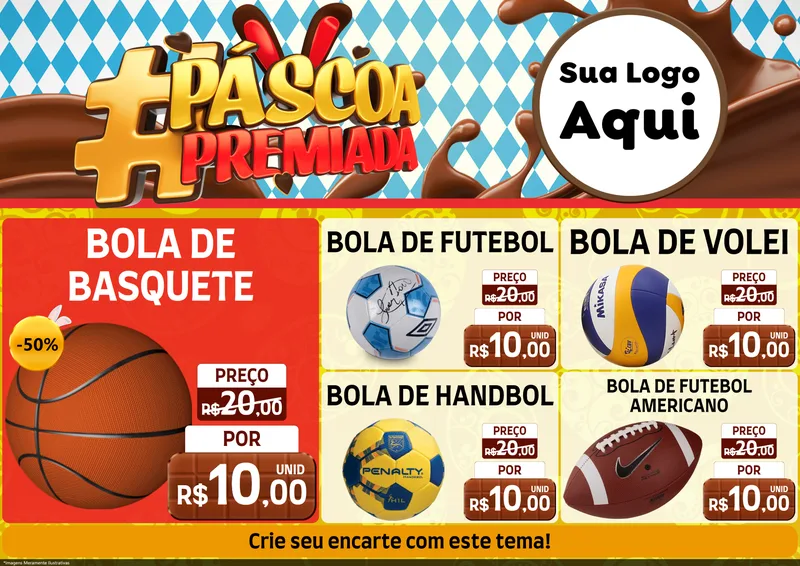 Modelo de Encarte para Encarte A4 Horizontal com o tema Páscoa Premiada para Artigos Esportivos