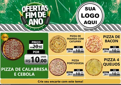 Modelo de Encarte para Encarte A4 Horizontal com o tema Ofertas Fim de Ano para Pizzaria