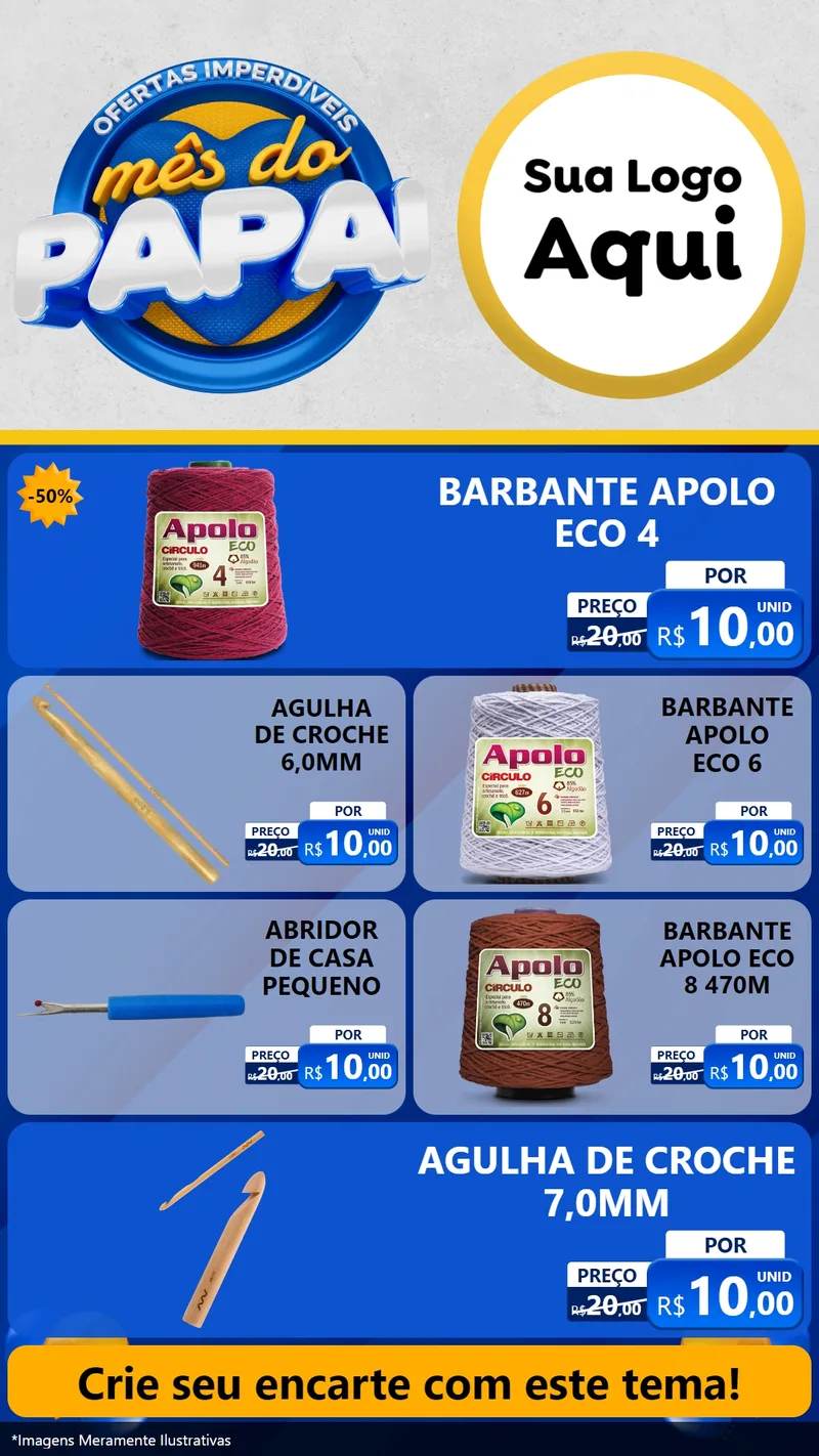 Modelo de TV para TV Vertical com o tema Ofertas Imperdíveis Mês Do Papai para Armarinho e Aviamentos