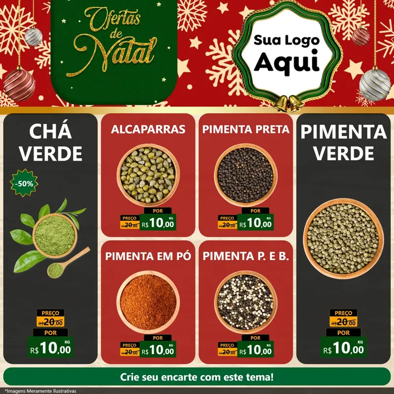 Modelo de Rede Social para Feed Facebook com o tema Natal de Ofertas para Produtos Naturais