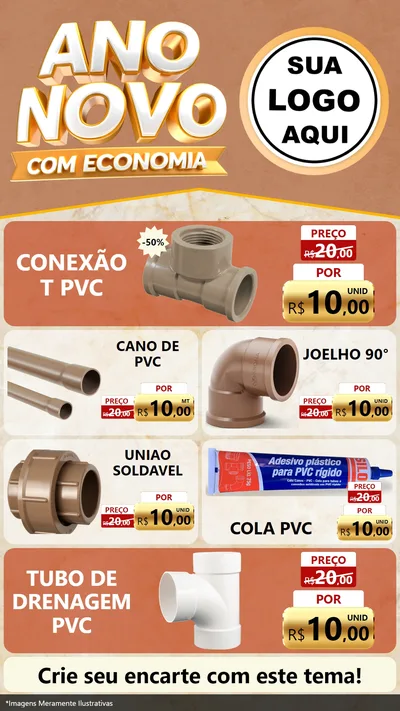 Modelo de TV para TV Vertical com o tema Ano Novo Com Economia para Tubos e conexões