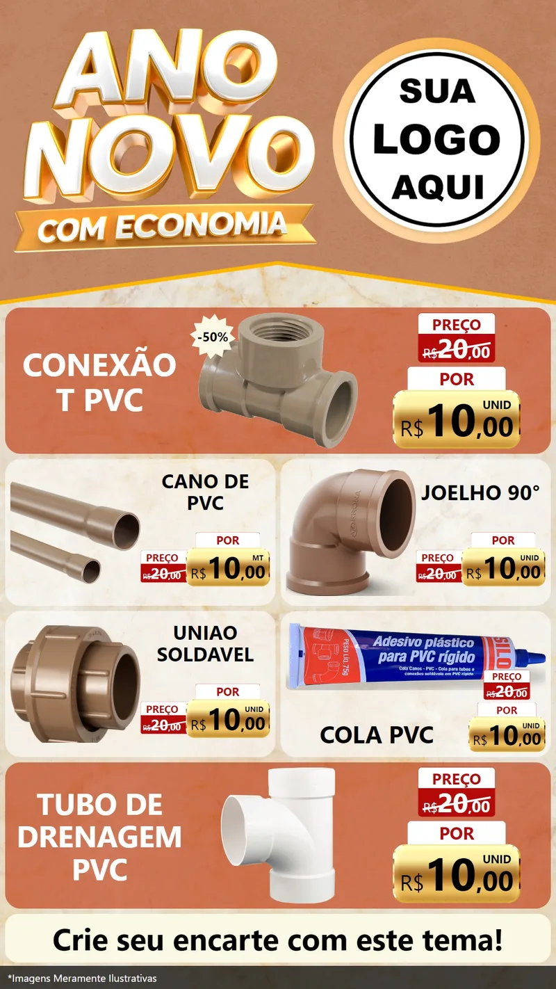 Modelo de TV para TV Vertical com o tema Ano Novo Com Economia para Tubos e conexões