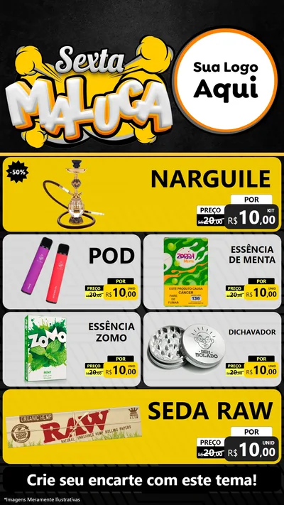 Modelo de TV para TV Vertical com o tema Sexta Maluca para Tabacaria