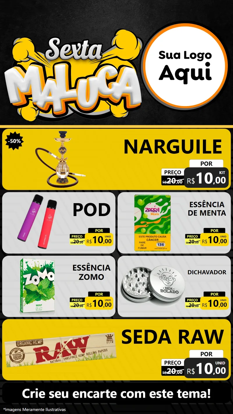 Modelo de TV para TV Vertical com o tema Sexta Maluca para Tabacaria