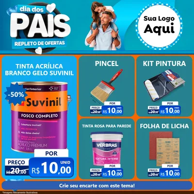 Modelo de Rede Social para Feed Facebook com o tema Dia Dos Pais Repleto de Ofertas para Tintas e Ferramentas