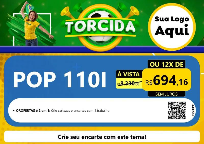 Modelo de Cartaz para Cartaz A4 Horizontal com o tema Torcida para Concessionaria de Motos
