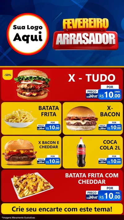 Modelo de TV para TV Vertical com o tema Fevereiro Arrasador para Hamburgueria