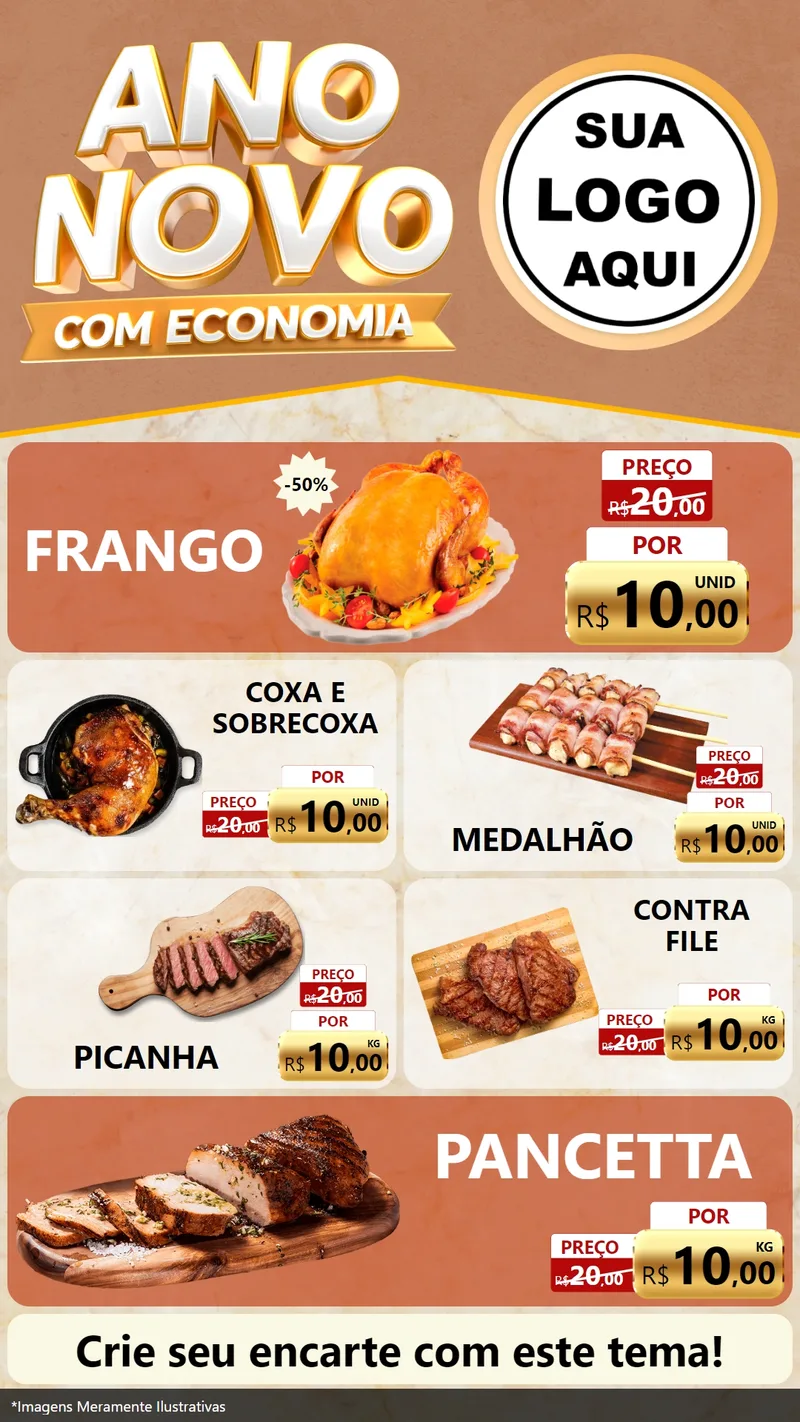 Modelo de TV para TV Vertical com o tema Ano Novo Com Economia para Assados